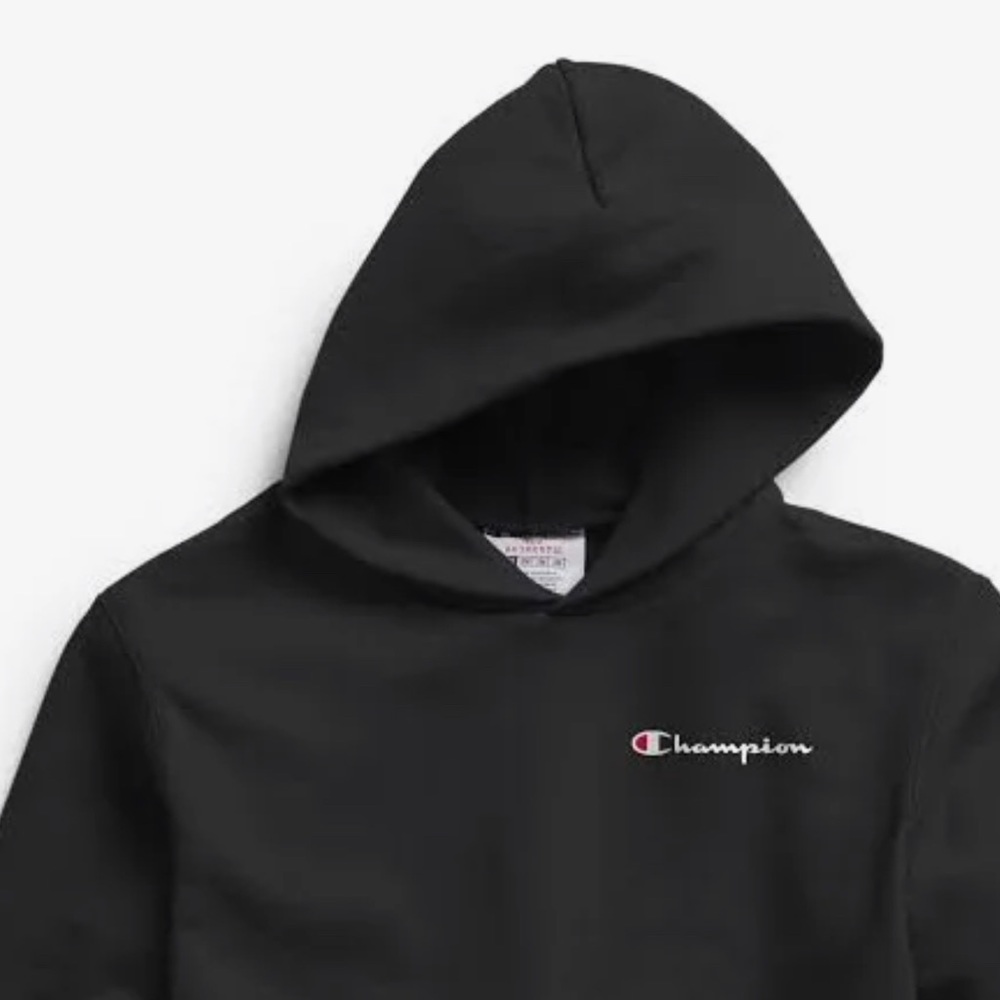 Champion black hoodie. Kids size medium